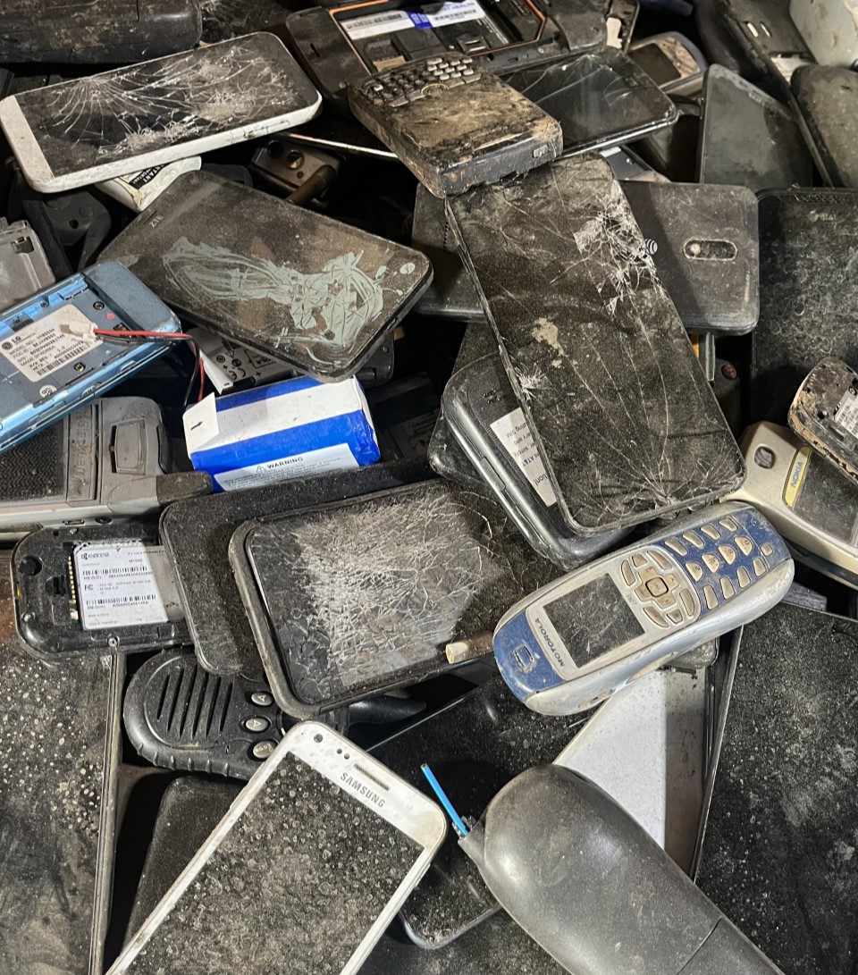 old cell phones ready for recycling